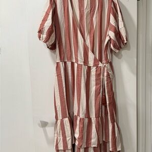 Knox Rose Dusty Rose and Cream Striped Long Sleeve Dress